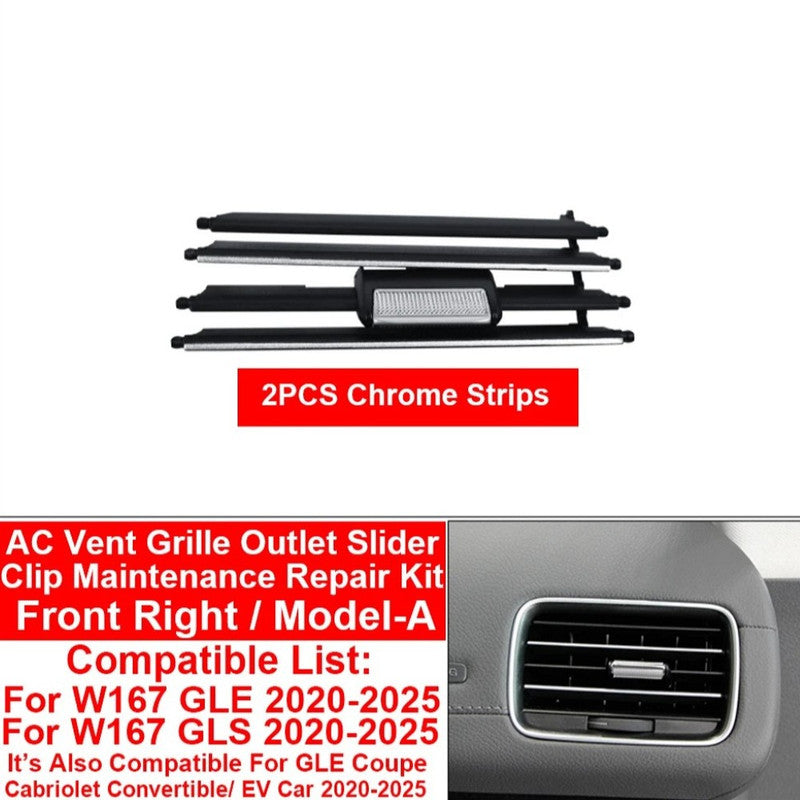 Car Craft Compatible With Mercedes Benz Gle Gls W167 2019-2025 Car Dashboard Ac Vent Grille Outlet Clip Slider Trim Repair Kit 1678301500-1-a Left A 2 Silver Strip CC-7274