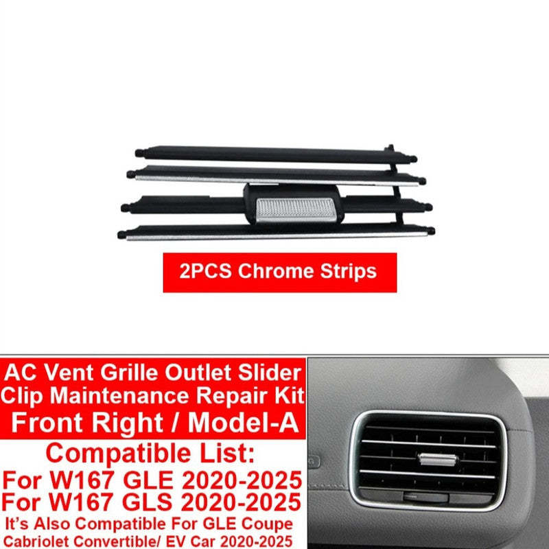 Car Craft Compatible With Mercedes Benz Gle Gls W167 2019-2025 Car Dashboard Ac Vent Grille Outlet Clip Slider Trim Repair Kit 1678301500-1-a Left A 2 Silver Strip CC-7274