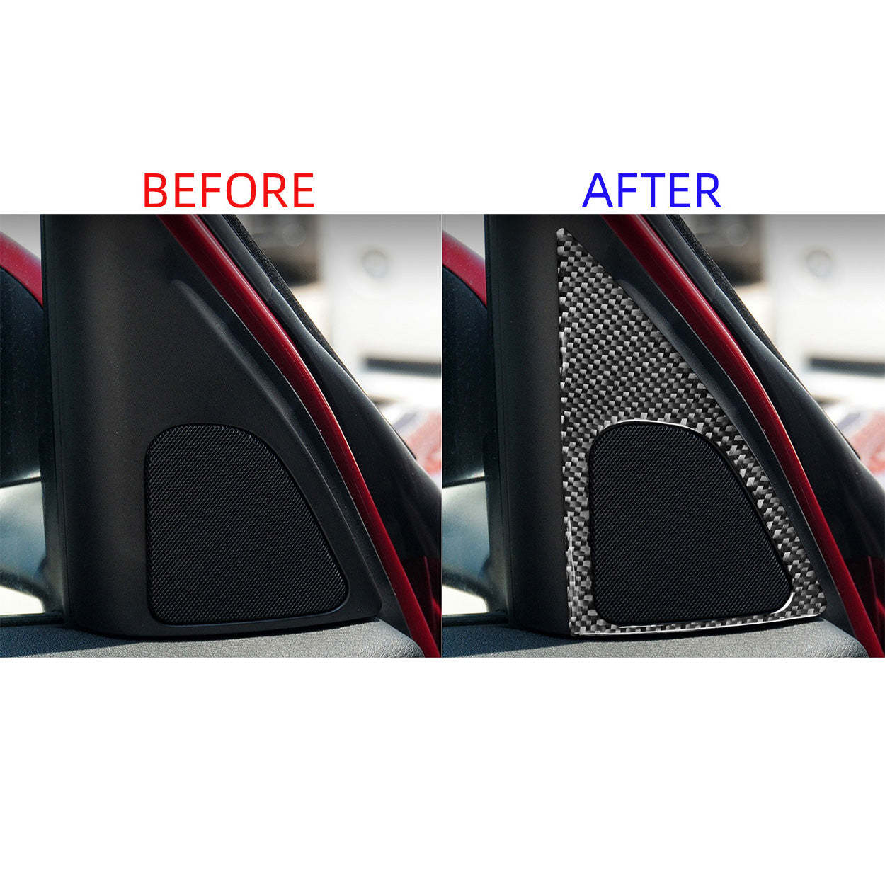 YDSSTORE Carbon Fiber  Inner Door Panel Loudspeaker Horn Speaker Frame Decoration Sticker (2pcs) | Interior Trim Accessories for BMW X1 E84 (2013-2015)-autoydsstore