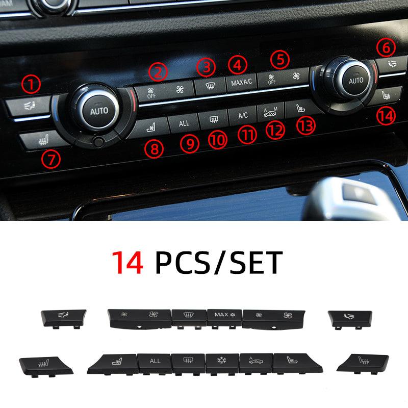 Set of 12 Air Conditioning A/C Heater Button Key Caps Switch Cover Repair Kit for BMW 5 6 7 F10 F01 F12 61319313923 931392-autoydsstore