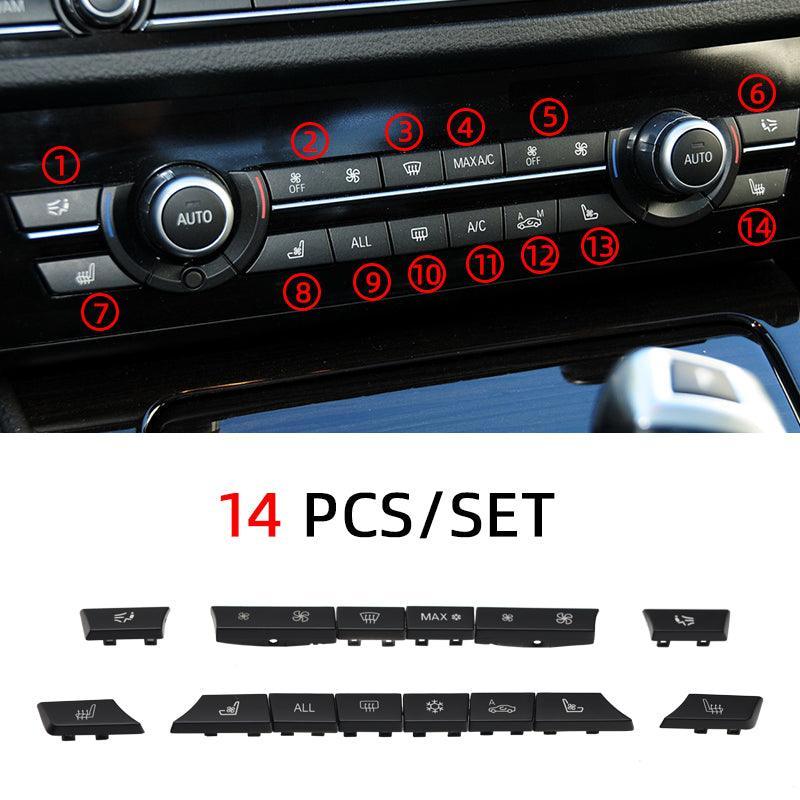 Set of 12 Air Conditioning A/C Heater Button Key Caps Switch Cover Repair Kit for BMW 5 6 7 F10 F01 F12 61319313923 931392-autoydsstore