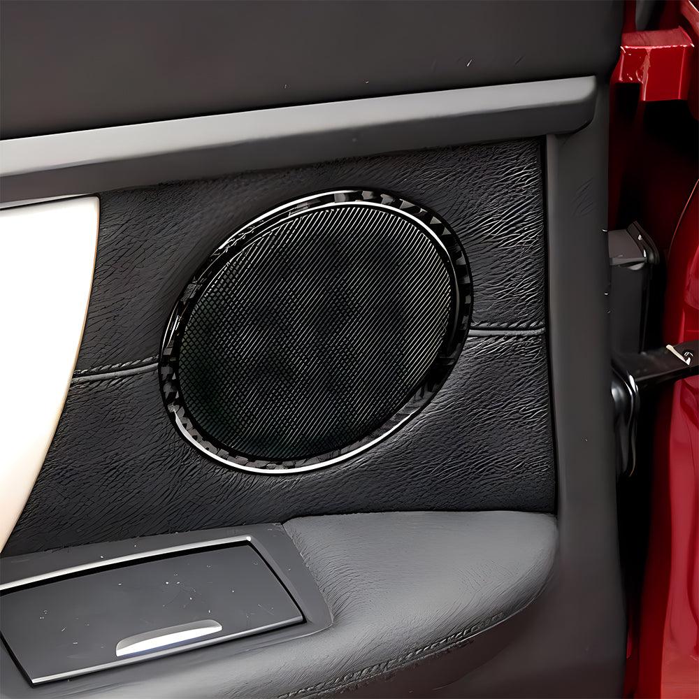 YDSSTORE  Real Premium Carbon Fiber Car Door Speaker Ring Cover Interior Trim Compatible with BMW 3 Series E90 E92 E93 325i 328i 330i 335i M3 2006 2007 2008 2009 2010 2011 2012 2013 Accessories Black-autoydsstore