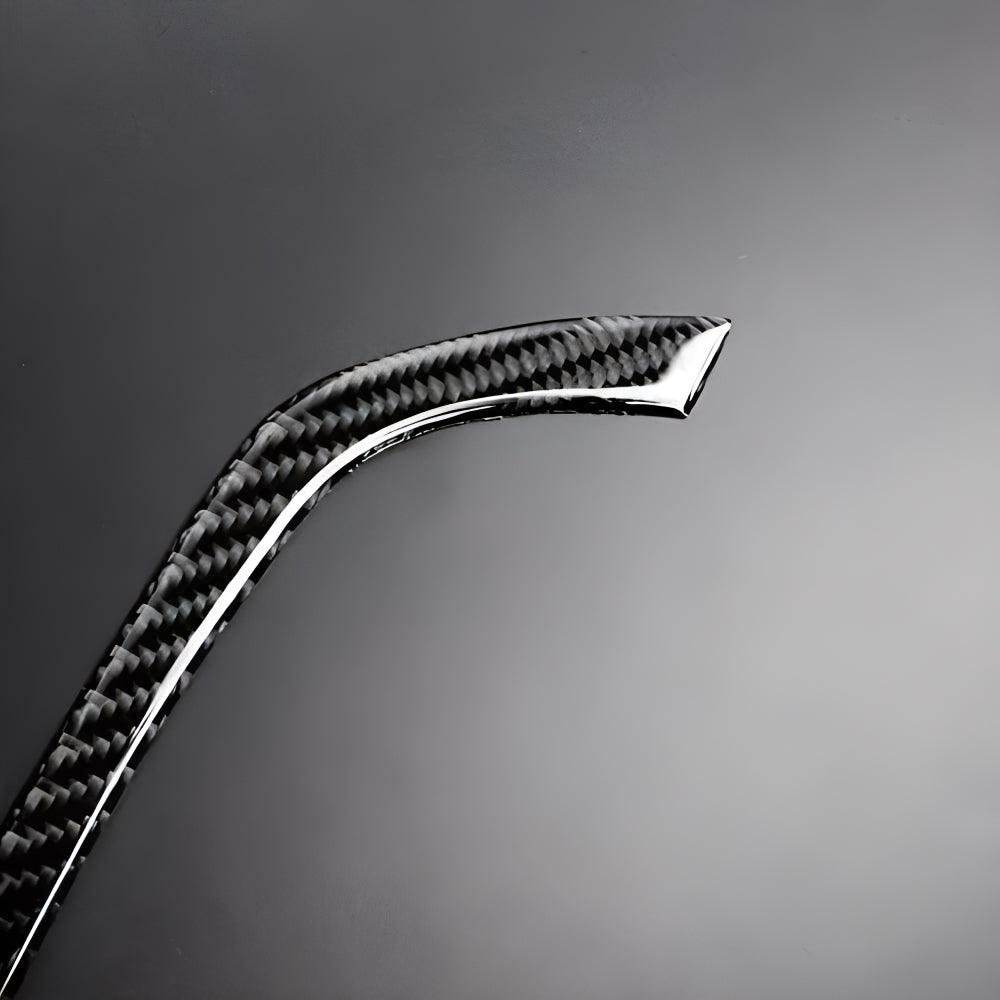 YDSSTORE Real Premium Carbon Fiber Car Window Lift Switch Panel Cover Sticker Interior Trim Compatible with BMW E90 325i 328i 330i 335i 2006-2012 Accessories Black - 378mm with Folding Button 4PCS-autoydsstore