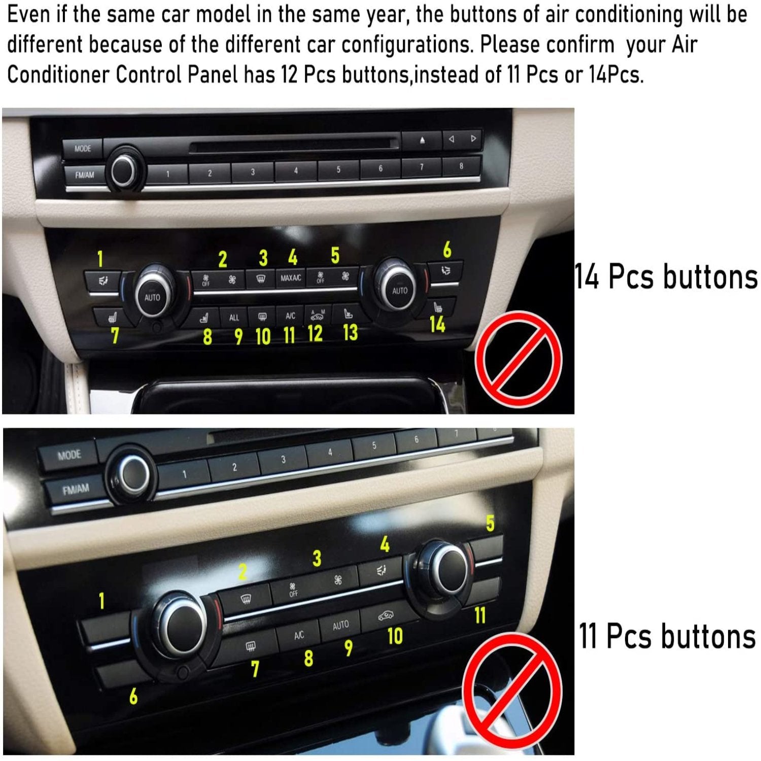 For BMW 5'/6'/7'/X5/X6 Climate Control Button Covers | For 12PCS Pattern | YDSSTORE
