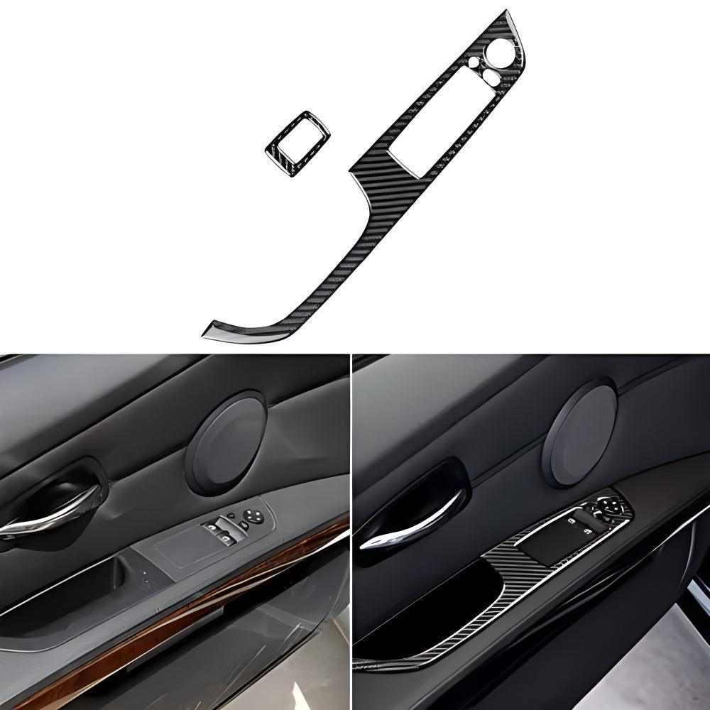 YDSSTORE Real Premium Carbon Fiber Car Window Lift Switch Panel Cover Interior Trim Compatible with BMW 3 Series E92 E93 Coupe Convertible 2006-2012 Accessories Black 2PCS-autoydsstore