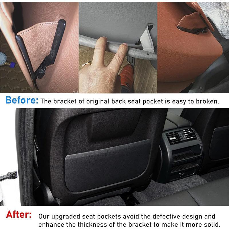Compatible with BMW Seat Back Pocket Cover. Genuine Leather Back Seat Pocket Cover Backrest Seat Panel Cover Replacement Compatible with BMW 5 Series F10 F11 F07. 7 Series F01 F02-autoydsstore