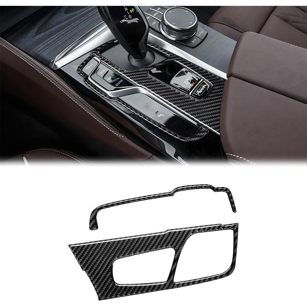 YDSSTORE  Compatible with Carbon Fiber Gear Shift Box Button Panel Cover Trim Sticker Interior Accessories for BMW 5 Series G30 G38 525i 530i 540i 2018 2019 2020 2021 Black 2PCS-autoydsstore