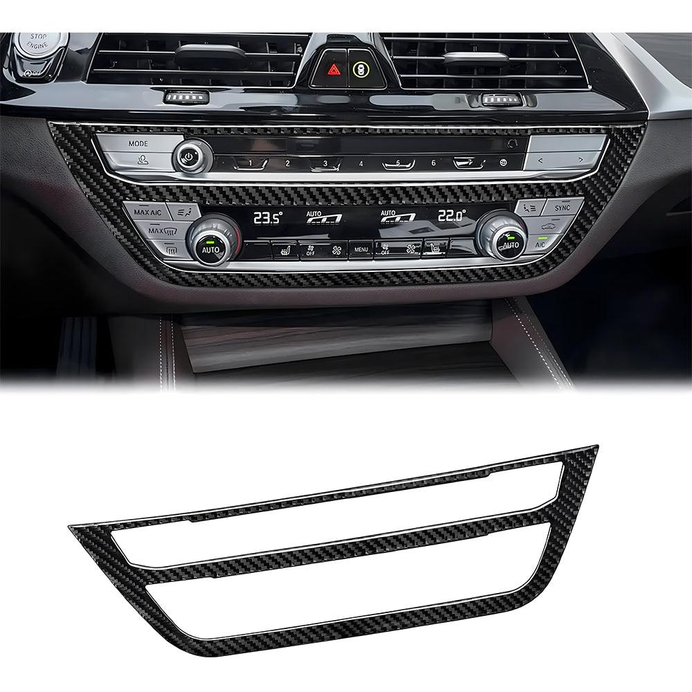 YDSSTORE  Compatible with Carbon Fiber Center Console Frame Mutimedia Button Knob Control Panel Cover Trim Sticker for BMW 5 Series G30 G38 525i 530i 540i 2018 2019 2020 2021 Black 1PCS-autoydsstore