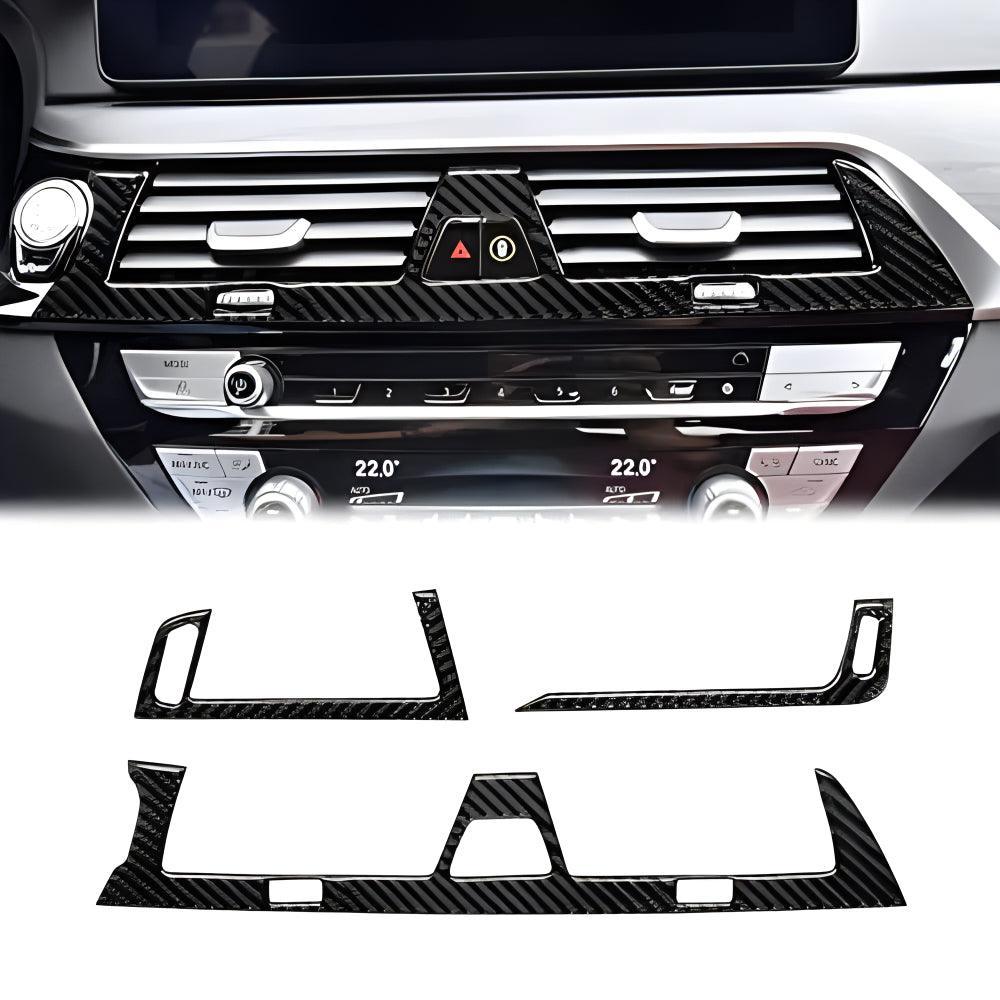 Compatible with Carbon Fiber Center Control Air Conditioner Outlet Vent Frame Trim Sticker Interior Accessories for BMW 5 Series G30 G38 525i 530i 540i 2018 2019 2020 2021 Black 3PCS-autoydsstore