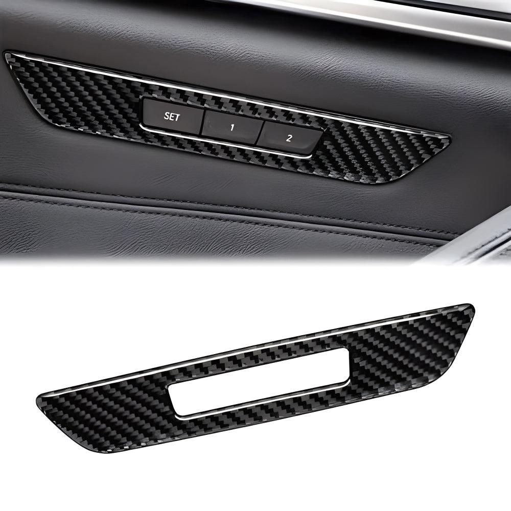 YDSSTORE  Compatible with Carbon Fiber Car Seat Memory Button Cover Panel Trim Sticker Interior for BMW 5 Series Accessories G30 G38 525i 530i 540i 2018 2019 2020 2021 Black 1PCS-autoydsstore