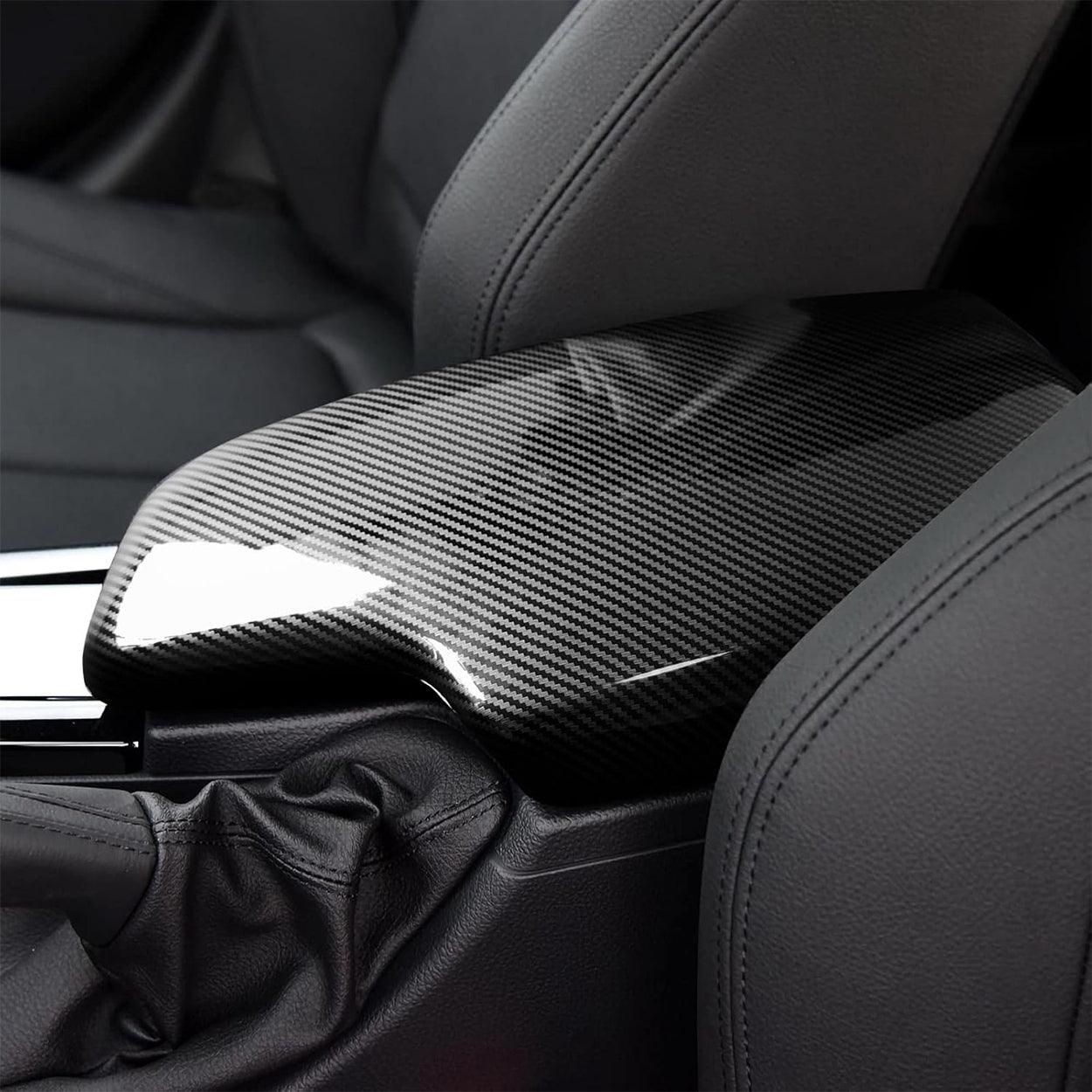 Car Armrest Cover Lid Storage Box Carbon Color ABS Trim fits for BMW F30 2012 2013 2014 2015 2016 2017 2018 2019 Accessories-autoydsstore