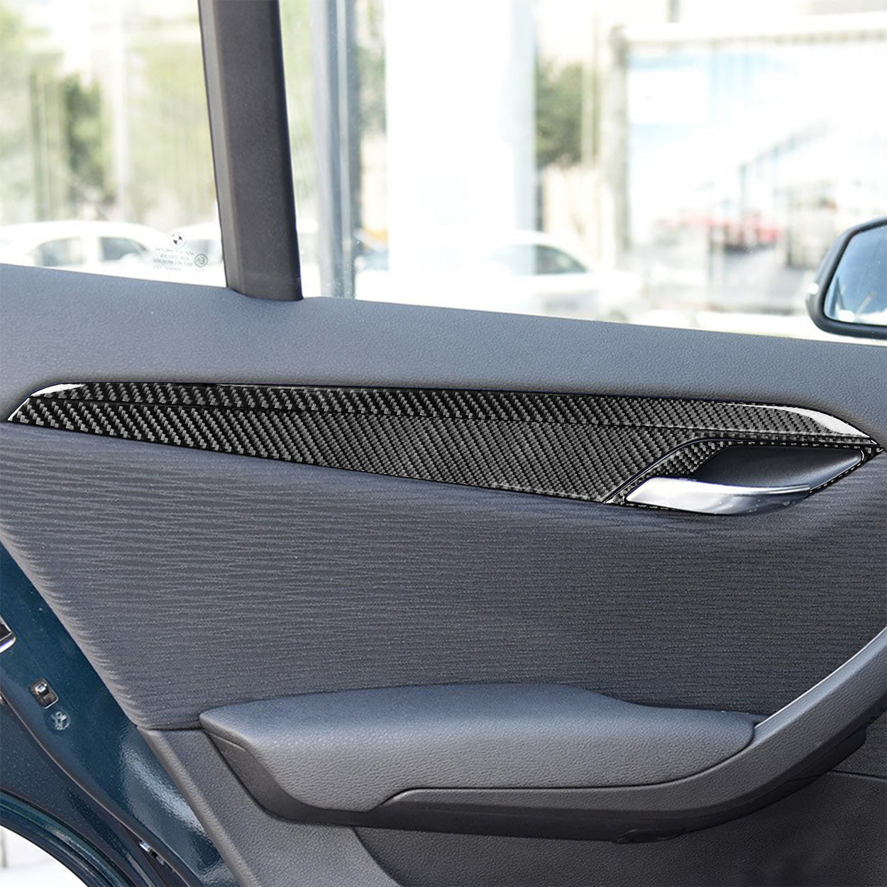 YDSSTORE Carbon Fiber  Car Inner Door Handle Panel Collision Protector Strip Cover Decoration Sticker Set Compatible with BMW X1 E84 2013 2014 2015 Auto Interior Trim Accessories 12pcs-autoydsstore