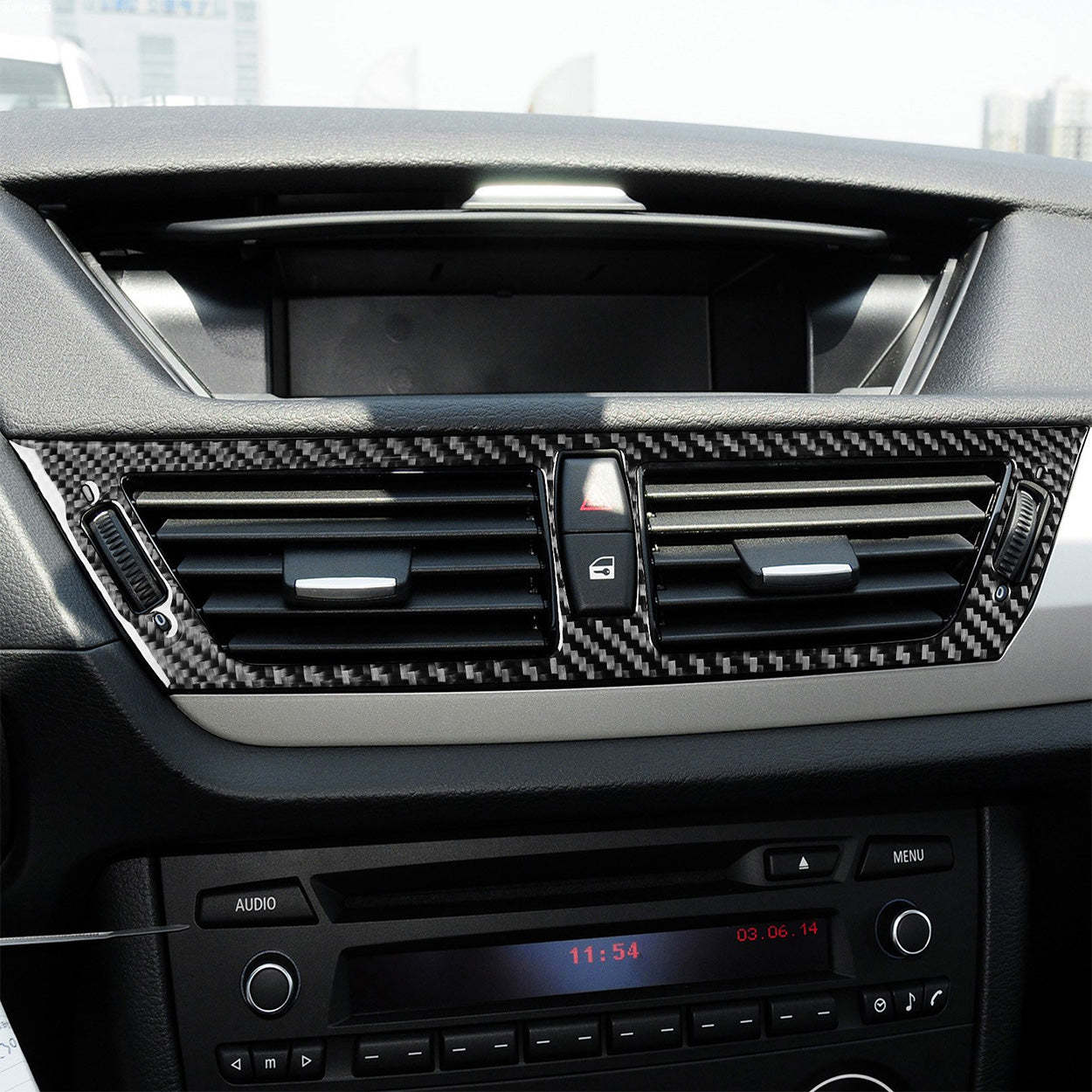 YDSSTORE Carbon Fiber  Car Dashboard Side Panel+Central AC Wind Outlet Vent Panel Decoration Sticker Set Compatible with BMW X1 E84 2013 2014 2015 Auto Interior Trim Accessories 3pcs-autoydsstore