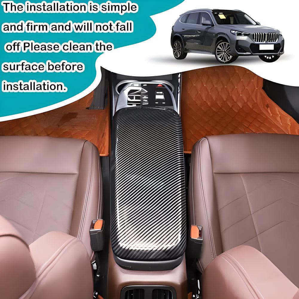 Center Console Protector Pad Automobile Waterproof Armrest Box Cover Compatible with BMW X1 U11 2023-2024 Car Armrest Box Panel Protect Trim Interior AccessoriesABS .Carbon Fiber Pattern-autoydsstore