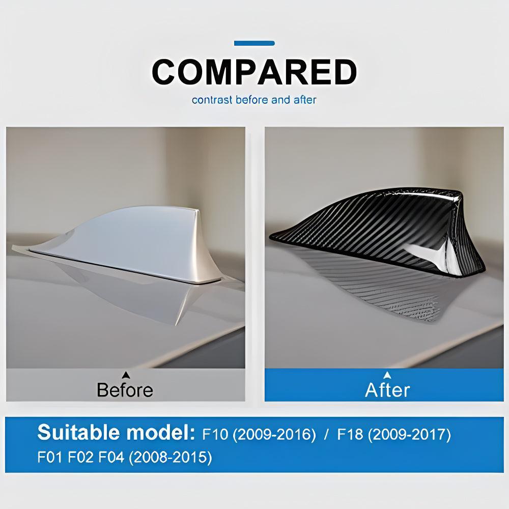 YDSSTORE Carbon Fiber Car Shark Fin Antenna Cover Auto Antenna Toppers Sticker for BMW F10 F18 F01 F02 F04 Exterior Accessories. Black-autoydsstore