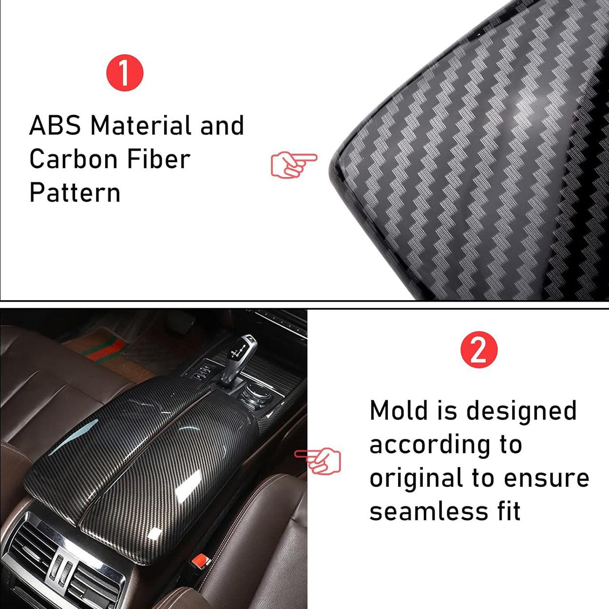 YDSSTORE  for BMW X5 X6 F15 F16 ABS Carbon Fiber Color Car Interior Center Armrest Box Cover Console Box Storage Box Trim Covers (X5 F15 F85 2014-2018 / X6 F16 F86 2015-2019)-autoydsstore