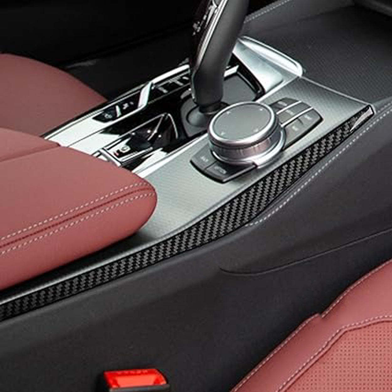 YDSSTORE Real Soft Carbon Fiber Center Console Gear Shift Decoration Strips (2pcs) | Premium Sticker for BMW 5 Series G30 G38 530i 540i (2017-2023) | Easy Installation-autoydsstore