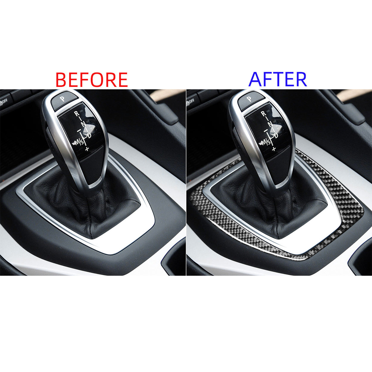 YDSSTORE Carbon Fiber  Center Console Shift Panel Gear Transmission Cover Decoration Sticker Set (3pcs) | Premium Interior Trim for BMW X1 E84 (2013-2015)-autoydsstore