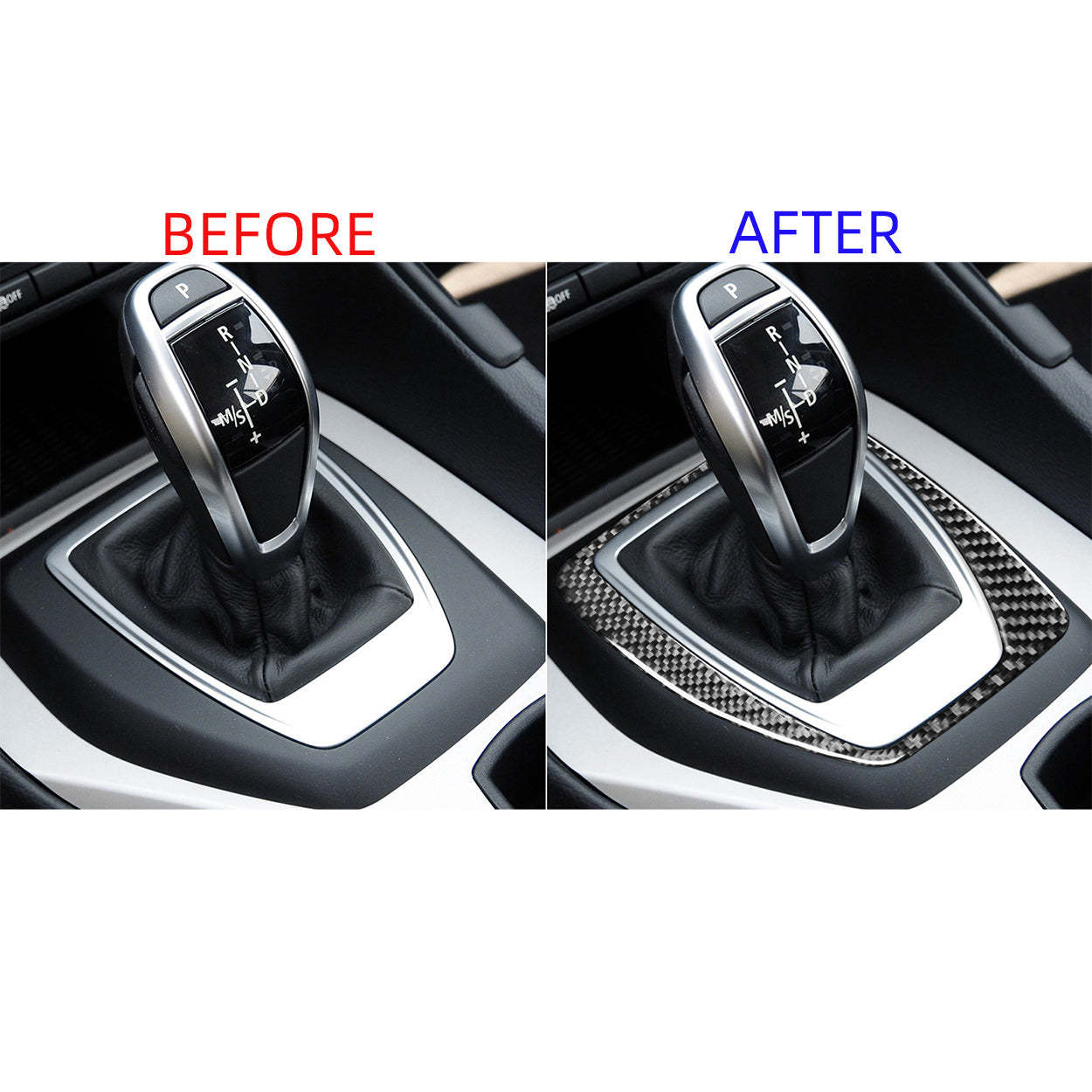 YDSSTORE Carbon Fiber  Center Console Shift Panel Gear Transmission Cover Decoration Sticker Set (3pcs) | Premium Interior Trim for BMW X1 E84 (2013-2015)-autoydsstore