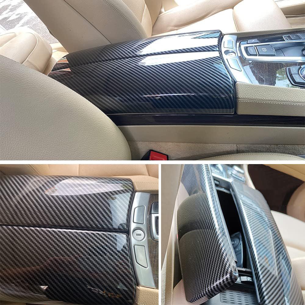 YDSSTORE  for BMW 7 Series F01 F02 2009-2015 ABS Carbon Fiber Color Car Interior Center Armrest Box Cover Console Box Storage Box Trim Covers (740i 740Li 750i 750Li 760Li)-autoydsstore
