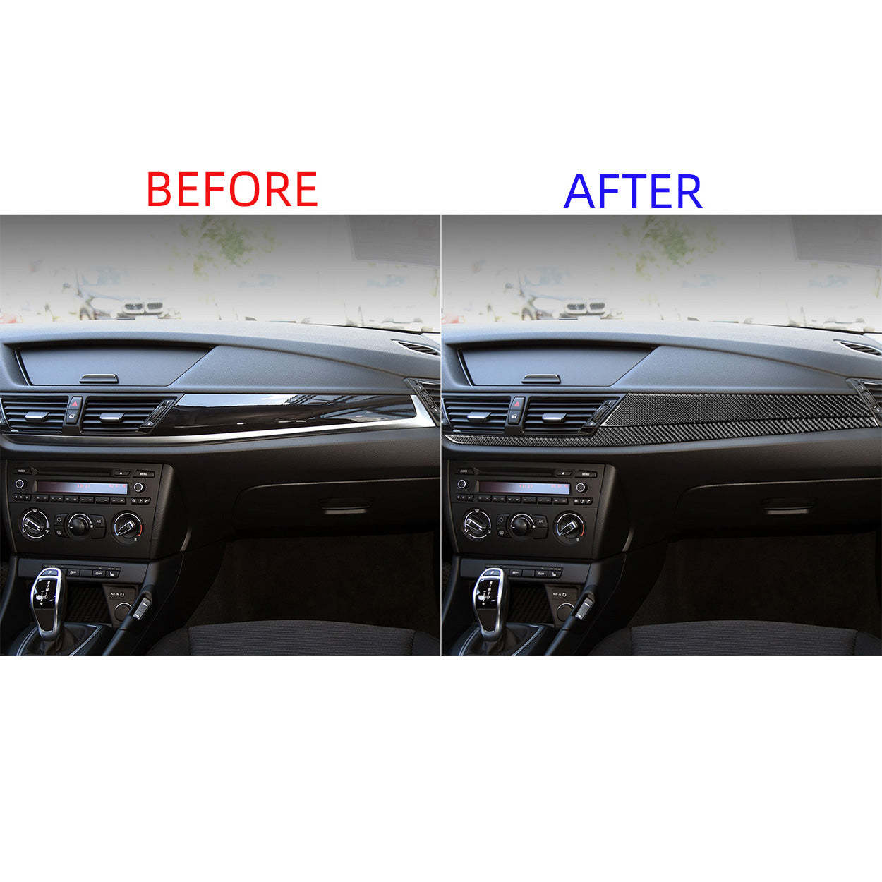 YDSSTORE Carbon Fiber  Car Co-Pilot Dashboard Panel Anti-Scratch Strip Cover Decoration Sticker Compatible with BMW X1 E84 2013 2014 2015 Auto Interior Trim Accessories 2pcs-autoydsstore