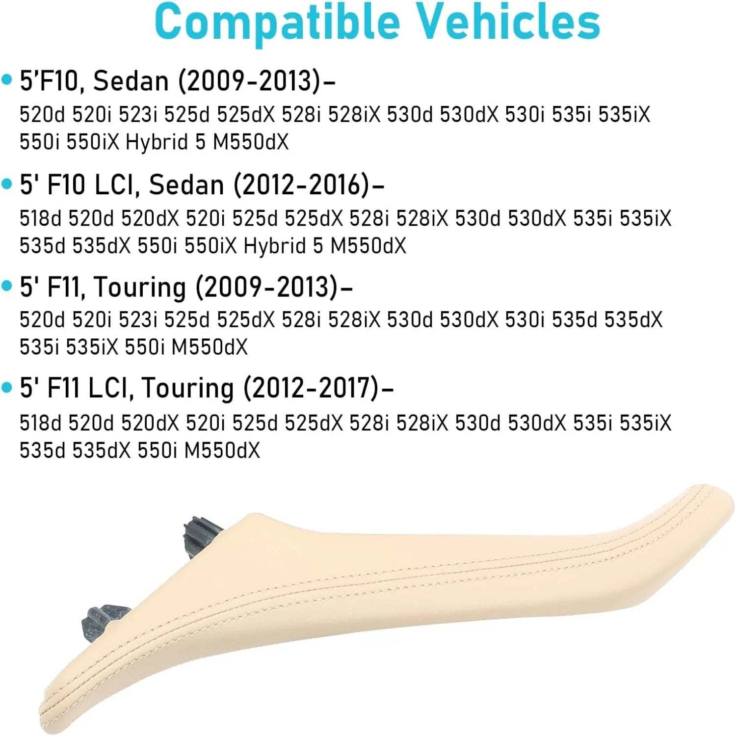 Modified For BMW 5 Series Car Door Handle Outer Cover-F10/F11 | Beige-Left | YDSSTORE