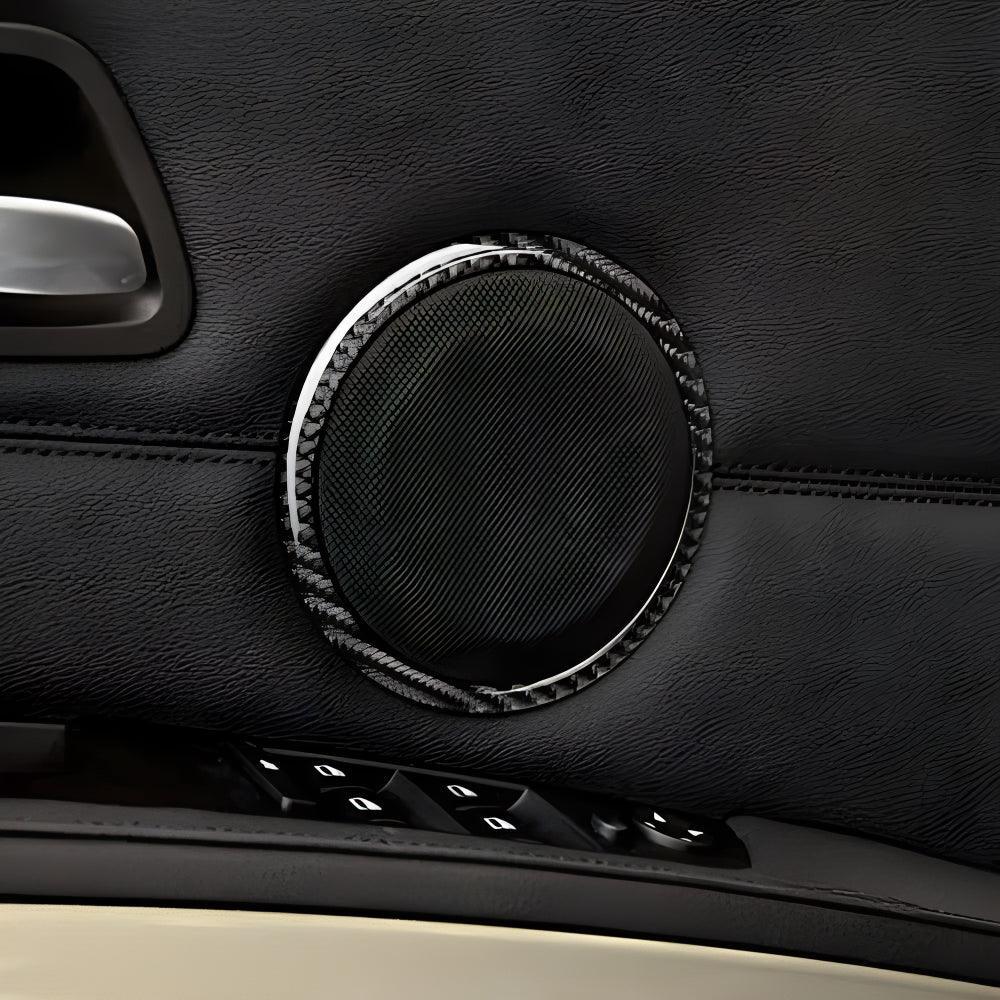 YDSSTORE  Real Premium Carbon Fiber Car Door Speaker Ring Cover Interior Trim Compatible with BMW 3 Series E90 E92 E93 325i 328i 330i 335i M3 2006 2007 2008 2009 2010 2011 2012 2013 Accessories Black-autoydsstore