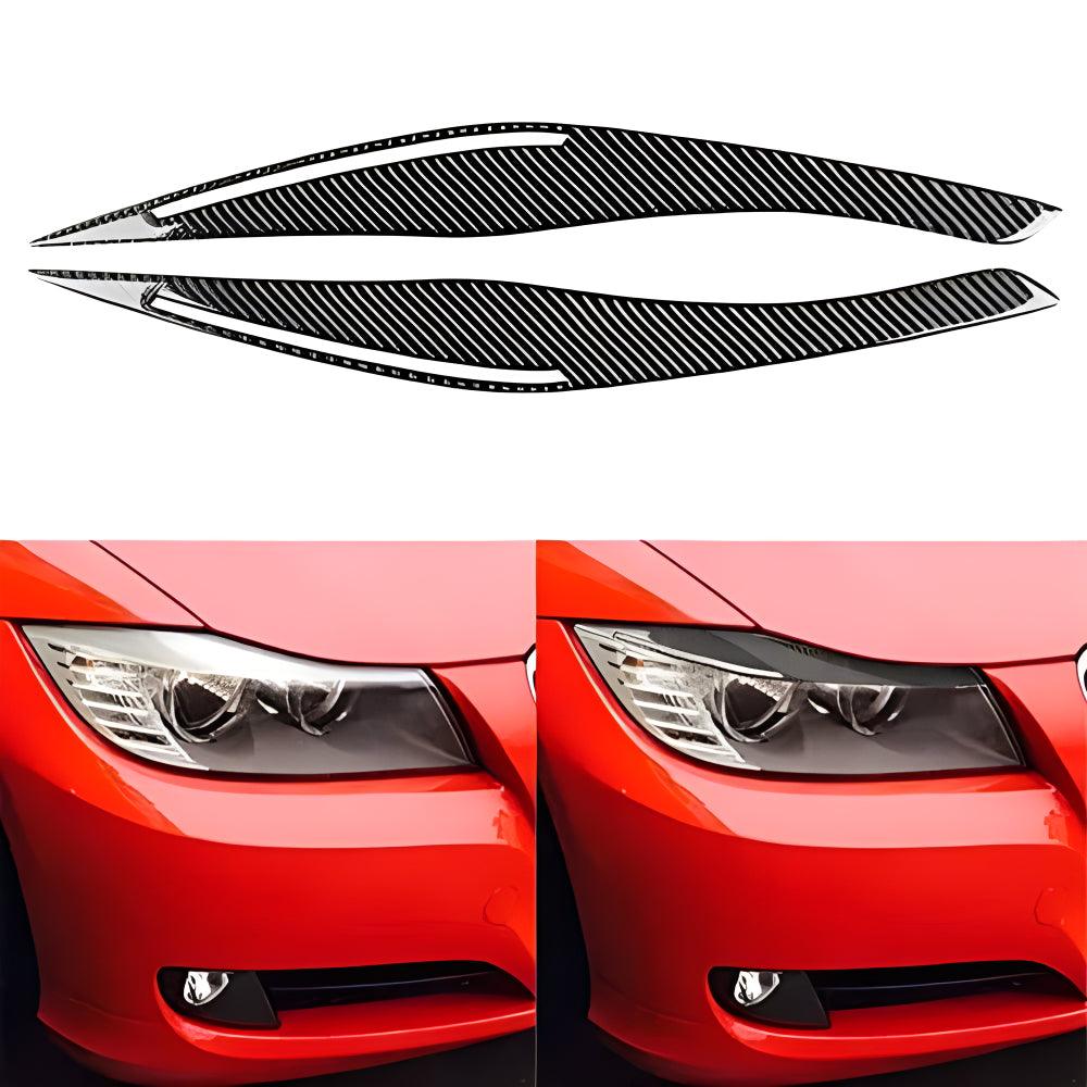 YDSSTORE  Real Premium Carbon Fiber Car Headlight Eyebrow Cover Headlamp Eyelid Trim Compatible with BMW 3 Series E90 2009-2012 Exterior Accessories Black-autoydsstore