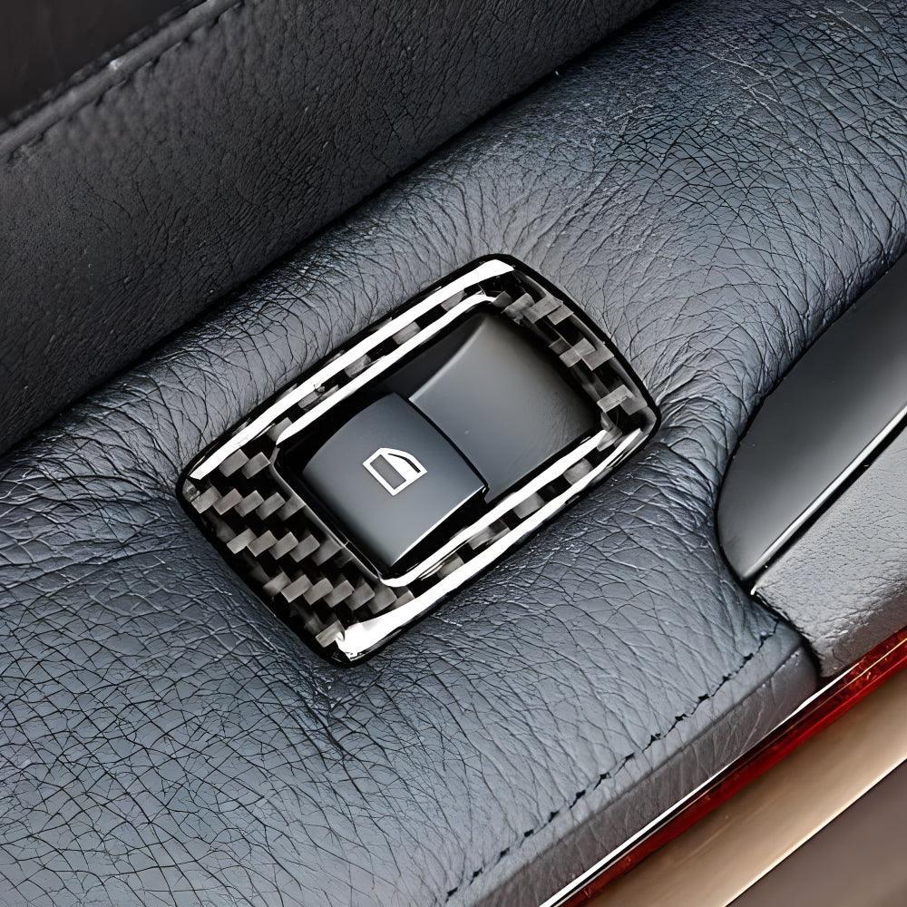 YDSSTORE Real Premium Carbon Fiber Car Window Lift Switch Panel Cover Interior Trim Compatible with BMW 3 Series E90 325i 328i 330i 335i 2006-2012 Accessories Black - 358mm Without Folding Button 4PCS-autoydsstore