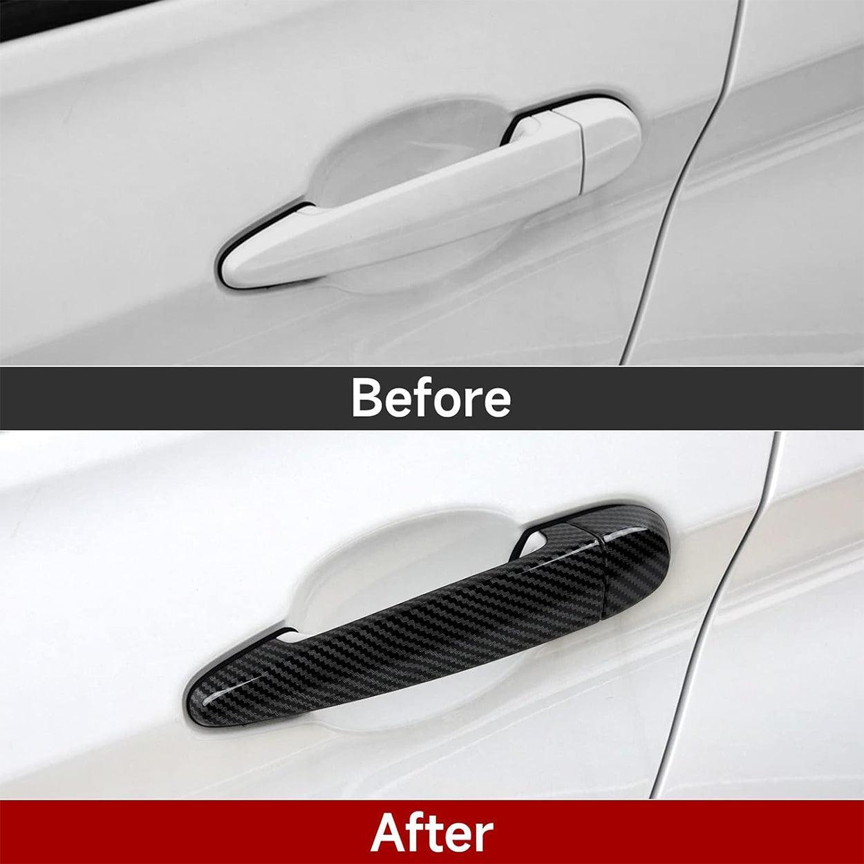4PCS Car Door Handles Cover Sticker Carbon Style ABS Decal Trim Exterior Accessories fit for BMW E90 E92 E93 F30 F34 3GT F32 F33 F36 E84 E70 E71 F25 F26-autoydsstore