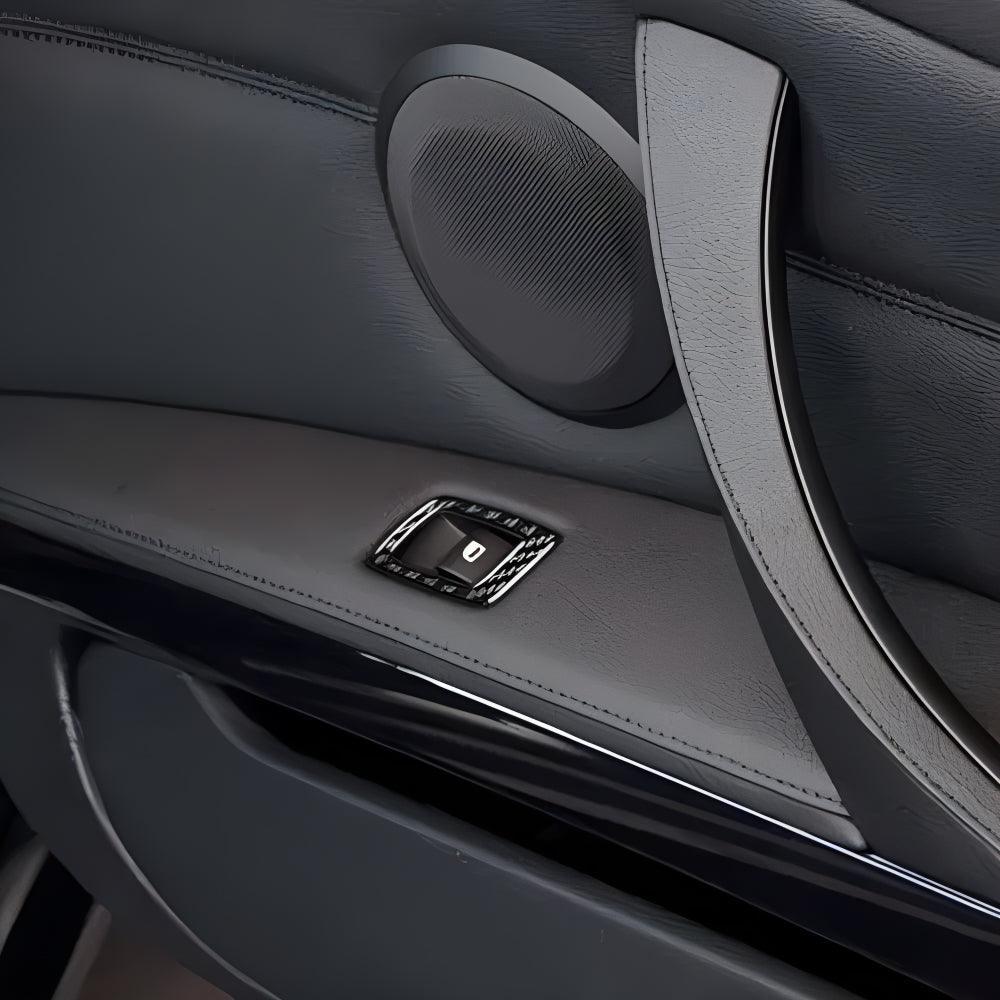 YDSSTORE Real Premium Carbon Fiber Car Window Lift Switch Panel Cover Interior Trim Compatible with BMW 3 Series E92 E93 Coupe Convertible 2006-2012 Accessories Black 2PCS-autoydsstore