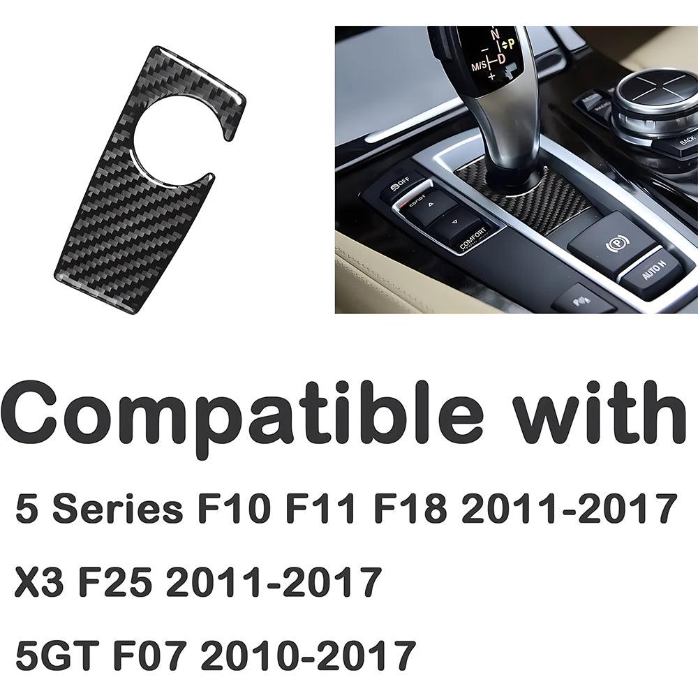 YDSSTORE  Compatible with Carbon Fiber Centre Consoles Gear Shifter Box Panel Cover Trim Interior for BMW 5 Series X3 F25 F10 F11 F18 5GT 520i 528i 530i 535i 2011-2017 (Black 1PCS)-autoydsstore