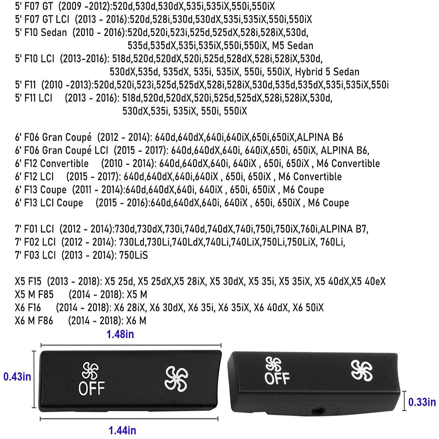 For BMW 5'/6'/7'/X5/X6 Climate Control Button Covers | For 14PCS Pattern | YDSSTORE