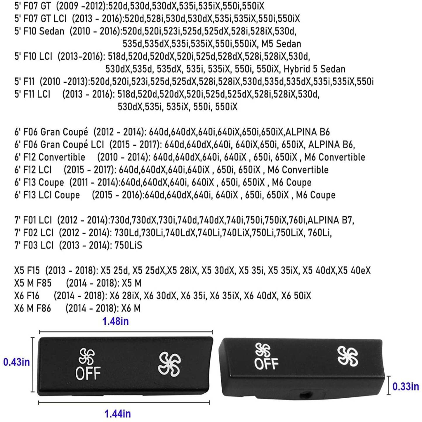 For BMW 5'/6'/7'/X5/X6 Climate Control Button Covers | For 14PCS Pattern | YDSSTORE