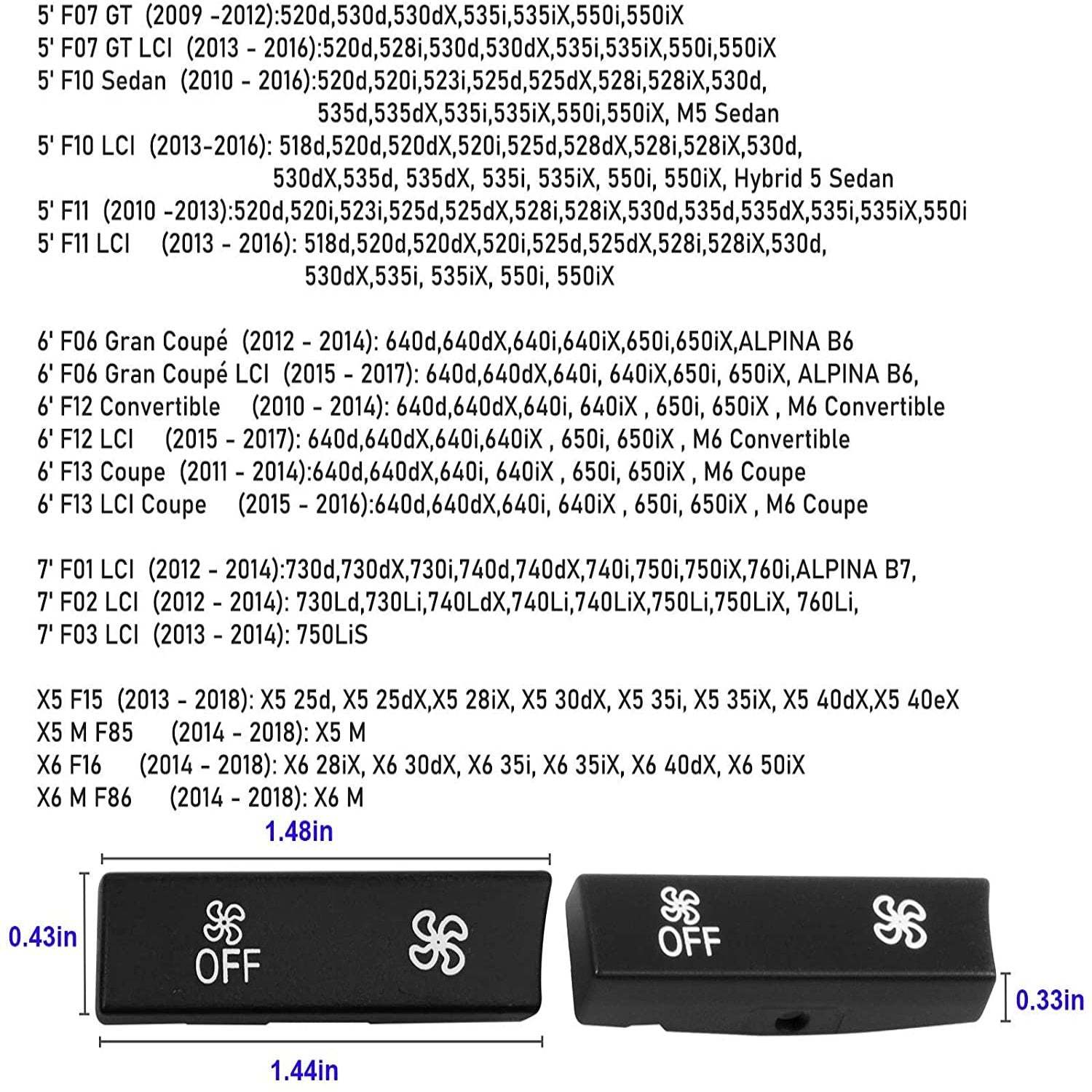 For BMW 5'/6'/7'/X5/X6 Climate Control Button Covers | For 14PCS Pattern | YDSSTORE