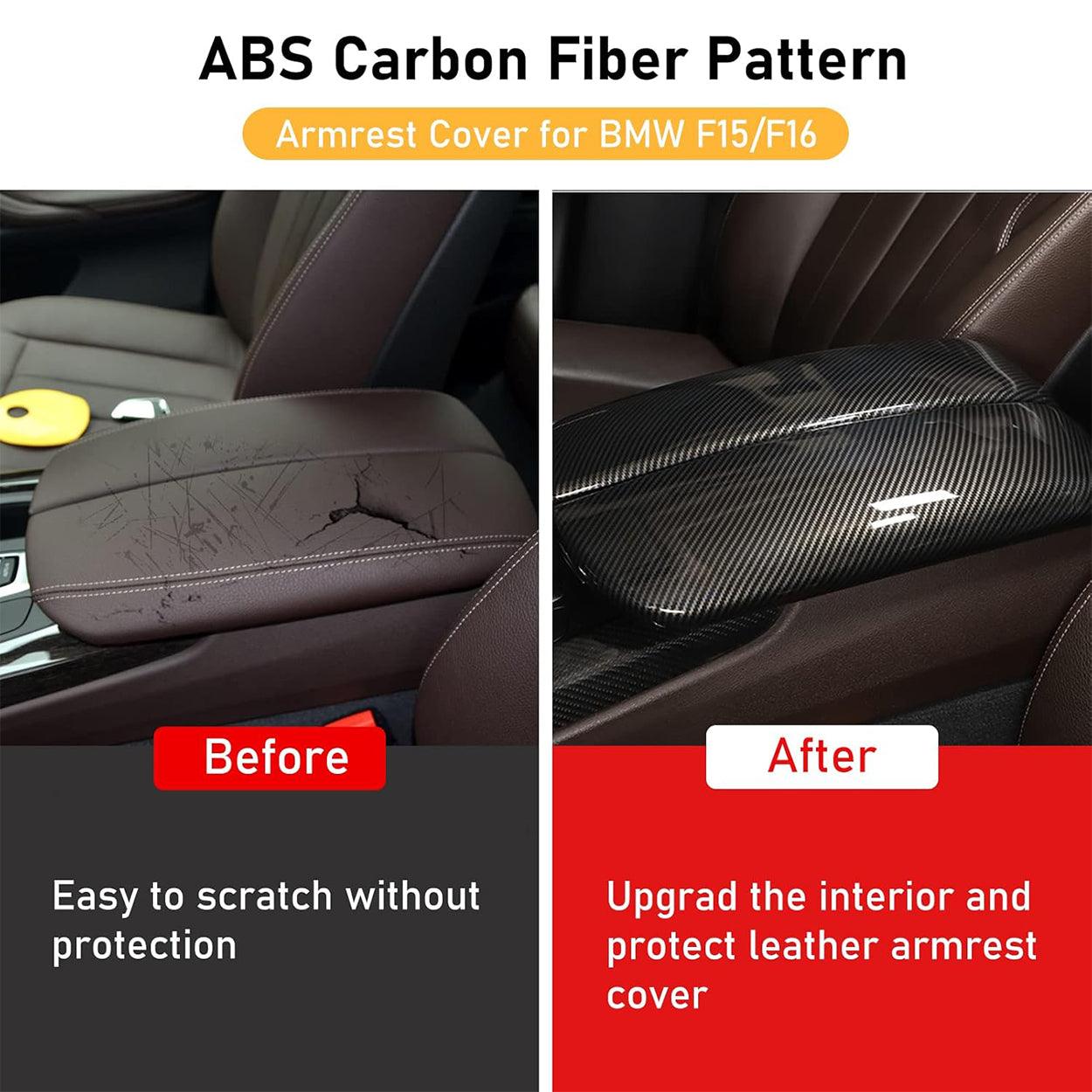 YDSSTORE  for BMW X5 X6 F15 F16 ABS Carbon Fiber Color Car Interior Center Armrest Box Cover Console Box Storage Box Trim Covers (X5 F15 F85 2014-2018 / X6 F16 F86 2015-2019)-autoydsstore