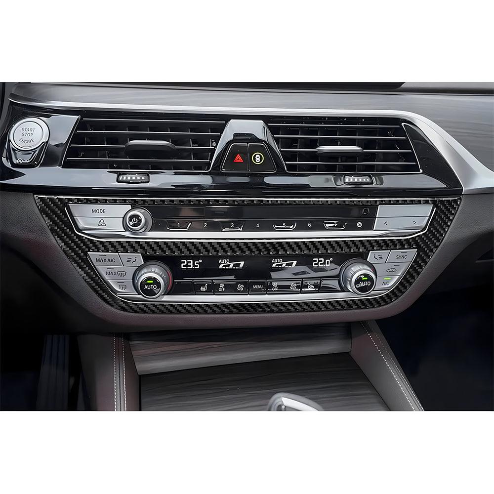 YDSSTORE  Compatible with Carbon Fiber Center Console Frame Mutimedia Button Knob Control Panel Cover Trim Sticker for BMW 5 Series G30 G38 525i 530i 540i 2018 2019 2020 2021 Black 1PCS-autoydsstore