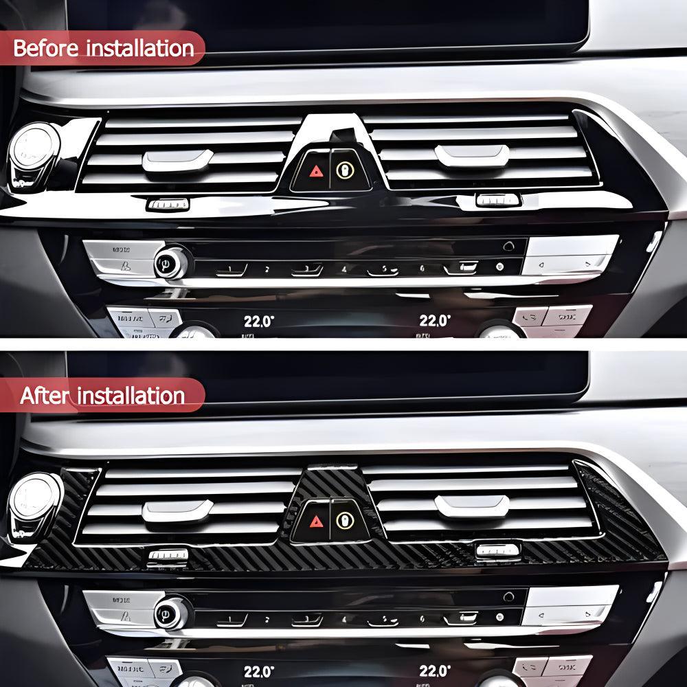 Compatible with Carbon Fiber Center Control Air Conditioner Outlet Vent Frame Trim Sticker Interior Accessories for BMW 5 Series G30 G38 525i 530i 540i 2018 2019 2020 2021 Black 3PCS-autoydsstore