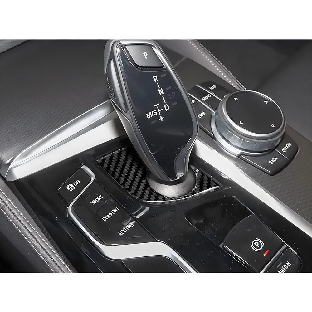 Compatible with Carbon Fiber Console Gear Shifter Shift Box Panel Trim Cover Sticker Interior for BMW 5 Series Accessories G30 525i 530i 540i 2018 2019 2020 2021 Black 1PCS-autoydsstore