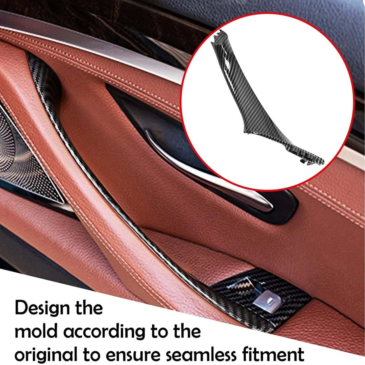 For BMW 5 Series F10/F11 | Carbon Fiber Door Handle Kit + Window Switch Covers - 7PCS | YDSSTORE-autoydsstore