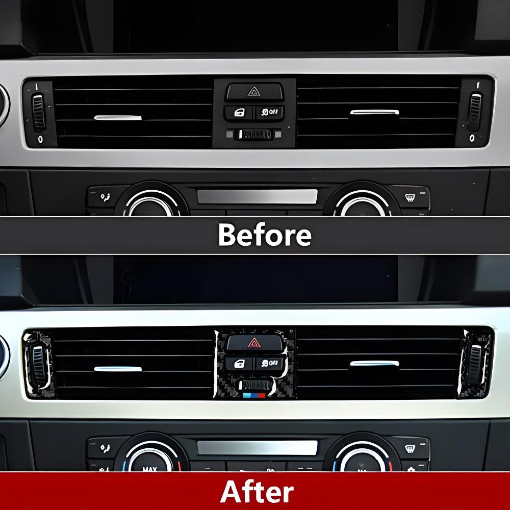 Car Center Console Panel Trim AC Vent Air Conditioner Sticker Carbon Fiber Decal fits for BMW E90 E92 E93 2006 2007 2008 2009 2010 2011 Accessories (Version A)-autoydsstore