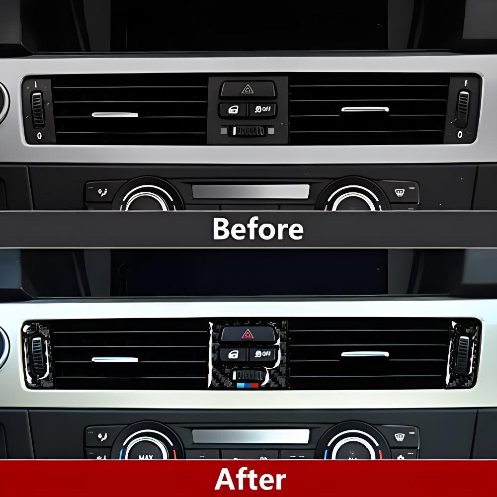 Car Center Console Panel Trim AC Vent Air Conditioner Sticker Carbon Fiber Decal fits for BMW E90 E92 E93 2006 2007 2008 2009 2010 2011 Accessories (Version A)-autoydsstore