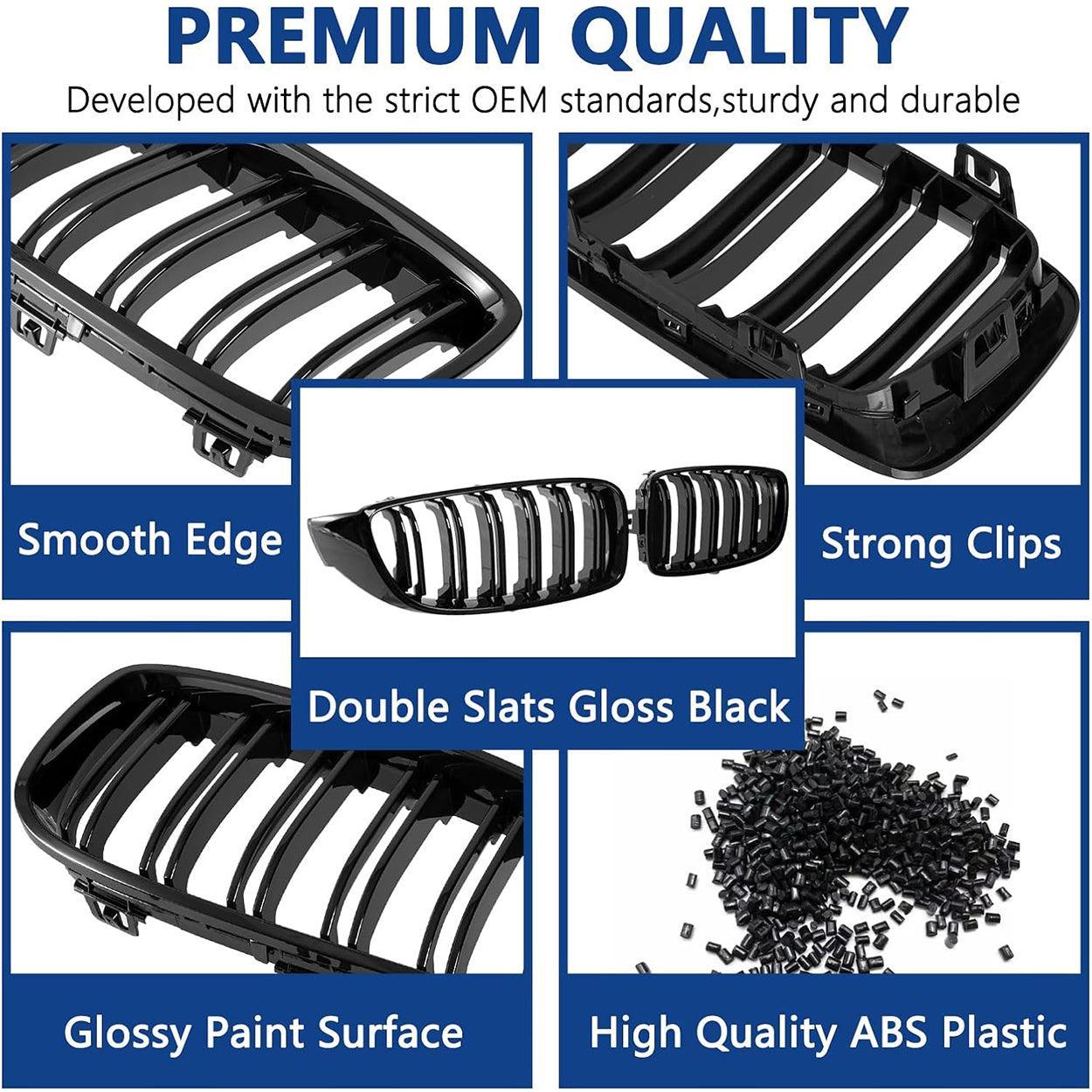 F32 Front Kidney Grille Grill for BMW 4 Series F32 F33 F36 (2014-2019) M3 F80 M4 F82 (2015-2019) - Gloss Black (2pcs)-autoydsstore