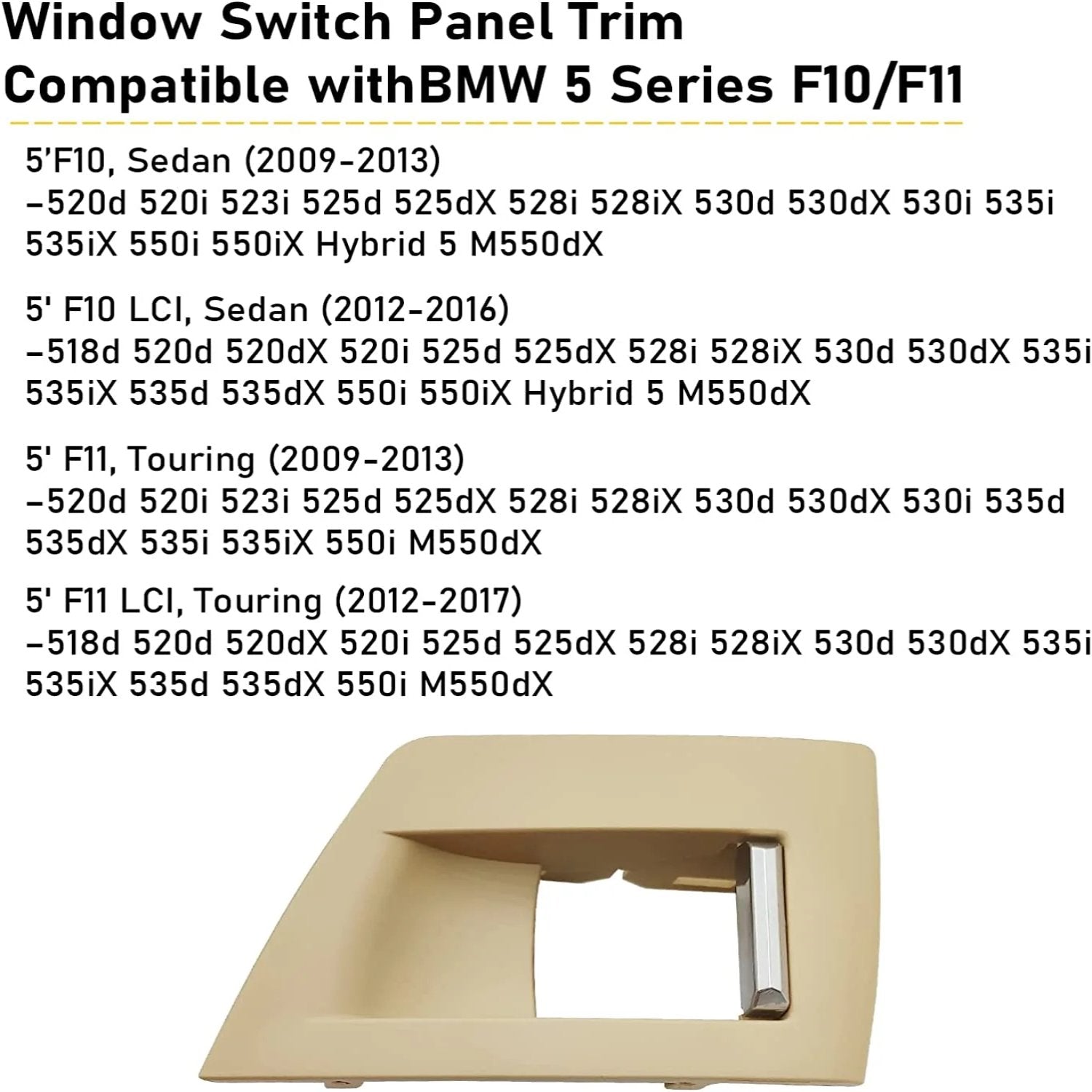 Upgraded For BMW 5 Series F10/F11 Window Switch Covers | Right | YDSSTORE