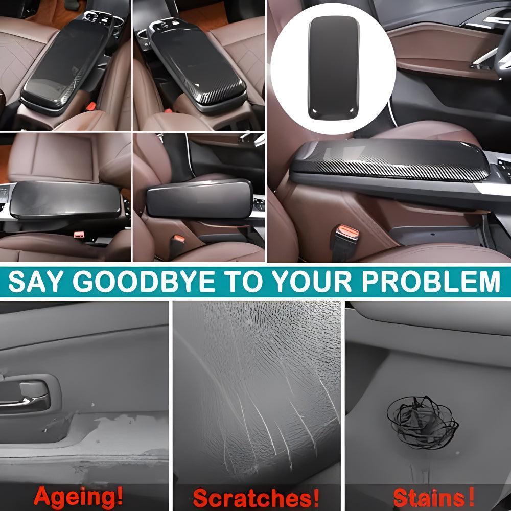 Center Console Protector Pad Automobile Waterproof Armrest Box Cover Compatible with BMW X1 U11 2023-2024 Car Armrest Box Panel Protect Trim Interior AccessoriesABS .Carbon Fiber Pattern-autoydsstore