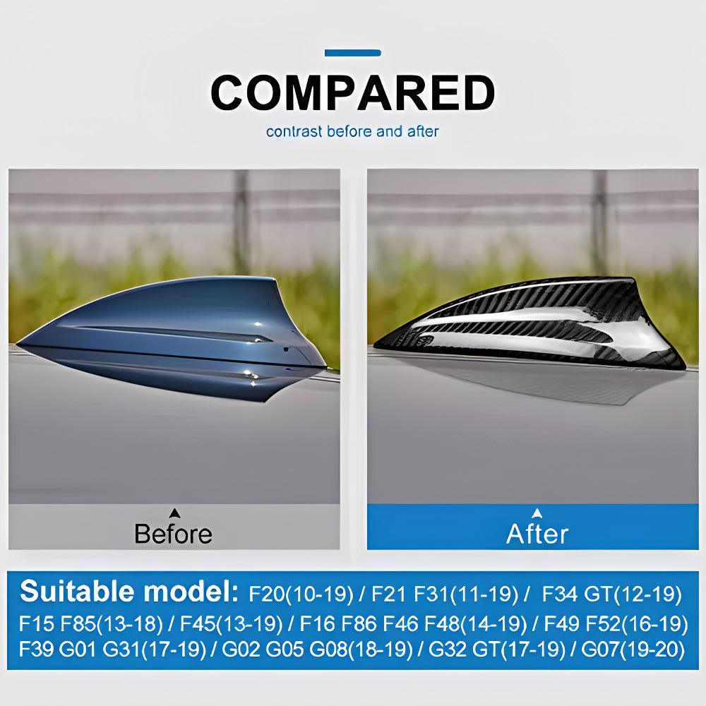 YDSSTORE Carbon Fiber Car Shark Fin Antenna Cover Antenna Toppers Sticker for BMW F20 F21 F52 F45 F46 F31 F34 GT G31 G32 GT F48 F49 F39 G01 G08 G02 F15 F85 G05 F16 F86 G07 Exterior Accessories. Black-autoydsstore