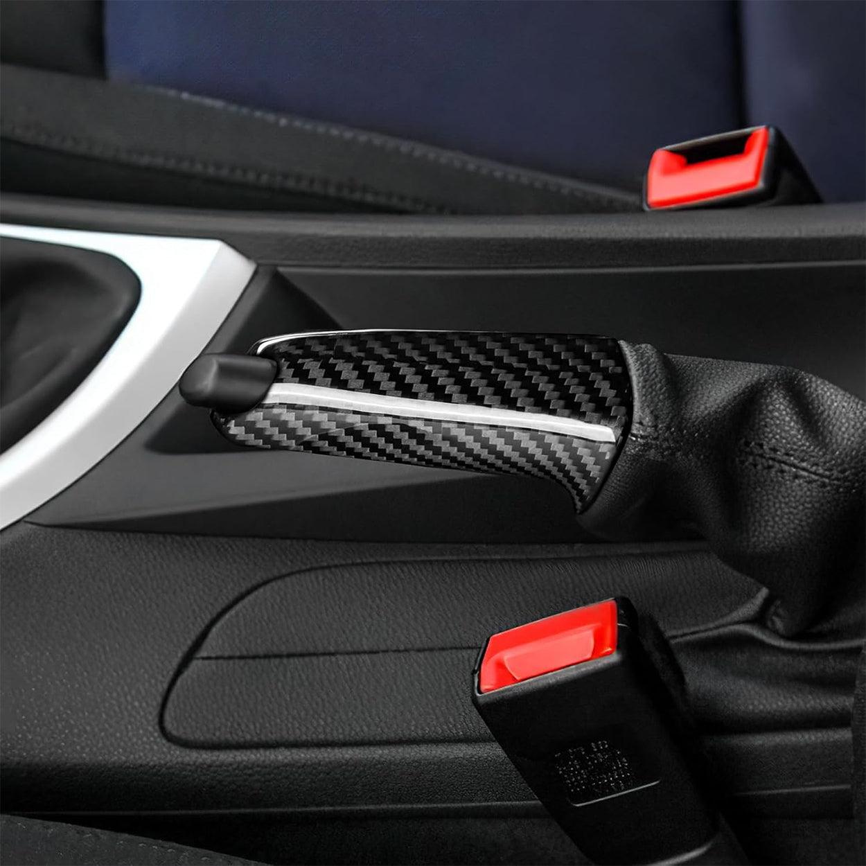 Carbon Fiber Pattern Handbrake Cover Grip Handle Lever for BMW 1 2 3 4 Series E90 E91 E92 Z4 E85 E86 E87 E81 E82 E87 E88 E60 E61 – Compatible Accessory (Not for F Series)-autoydsstore