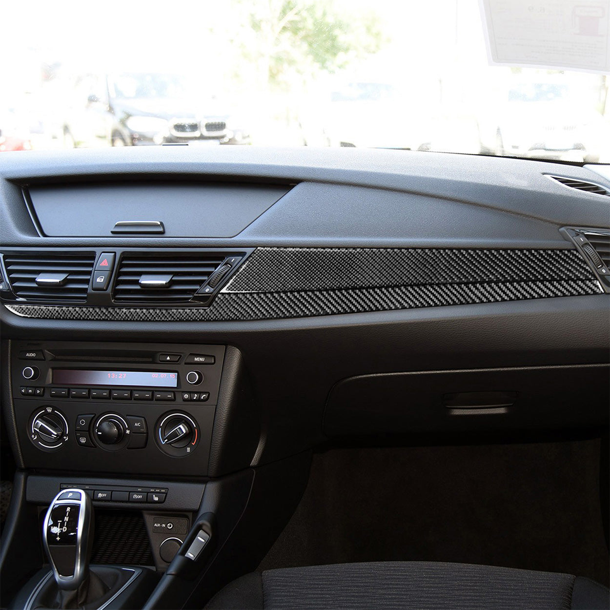 YDSSTORE Carbon Fiber  Car Co-Pilot Dashboard Panel Anti-Scratch Strip Cover Decoration Sticker Compatible with BMW X1 E84 2013 2014 2015 Auto Interior Trim Accessories 2pcs-autoydsstore