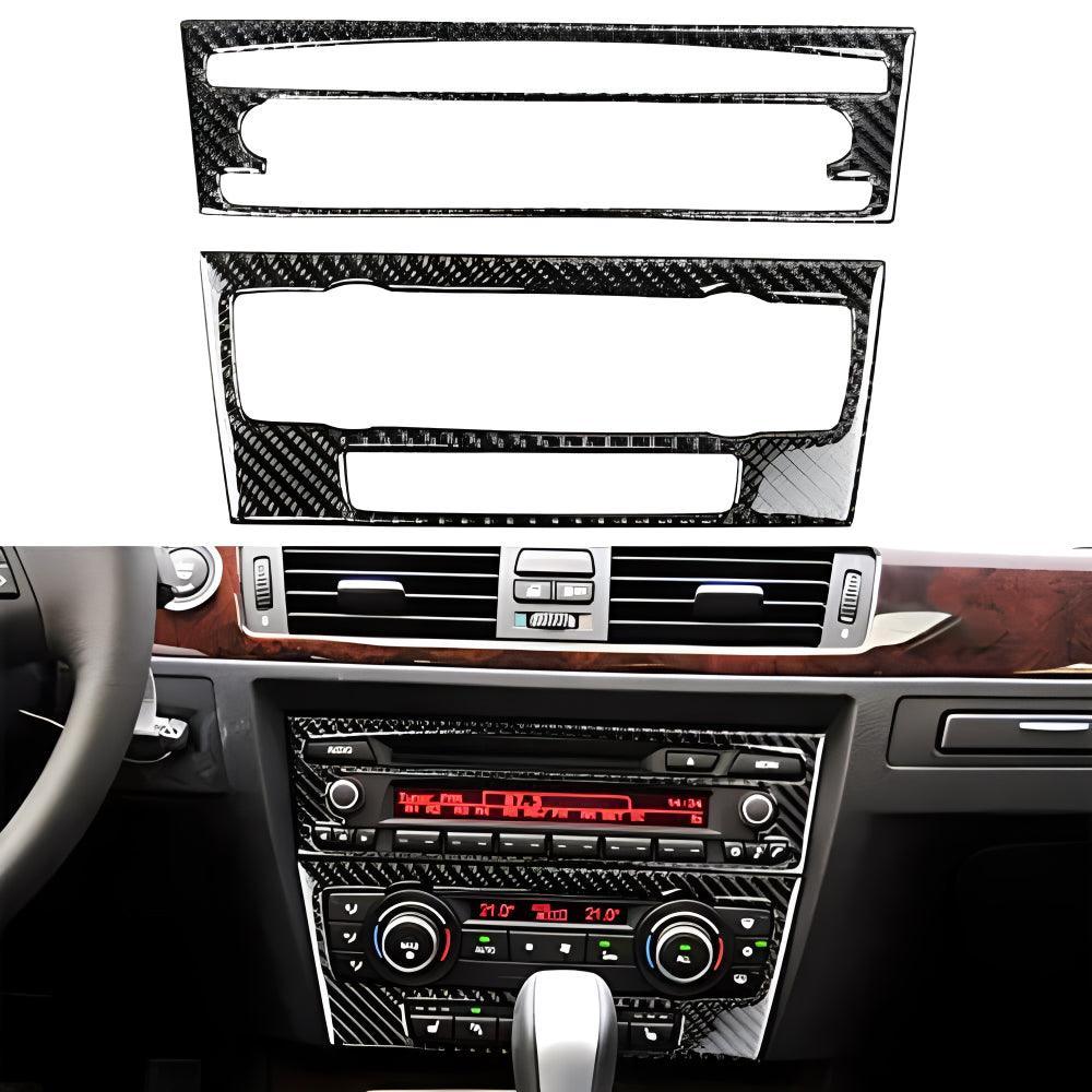 Real Premium Carbon Fiber Car CD AC Panel Cover Interior Trim Compatible with BMW 3 Series E90 E92 E93 325i 328i 330i 335i M3 2006 2007 2008 2009 2010 2011 2012 2013 Accessories Black - D-autoydsstore