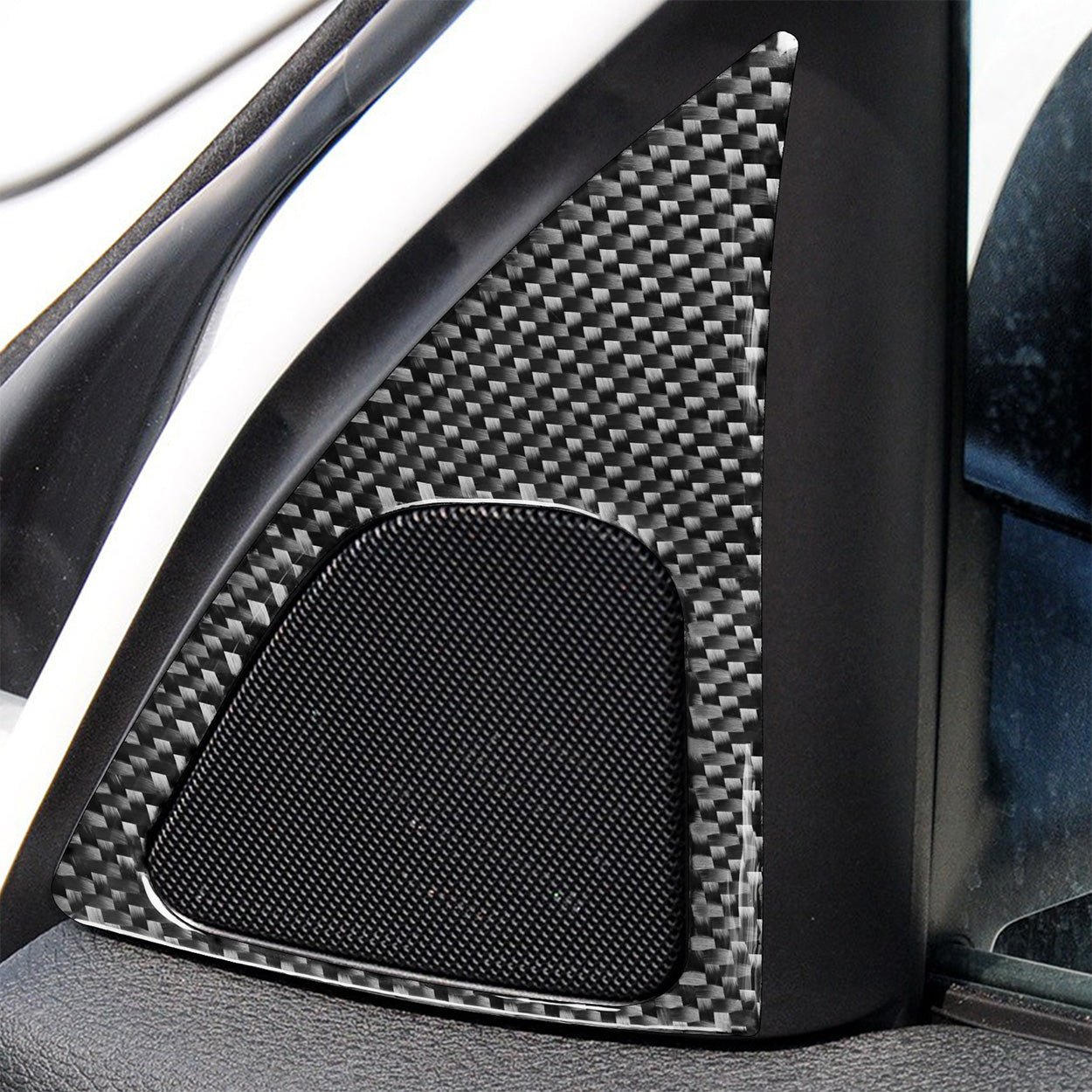 YDSSTORE Carbon Fiber  Inner Door Panel Loudspeaker Horn Speaker Frame Decoration Sticker (2pcs) | Interior Trim Accessories for BMW X1 E84 (2013-2015)-autoydsstore